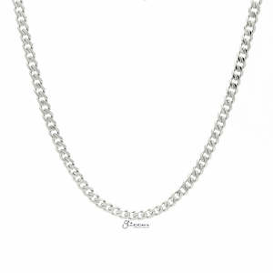 Jewellery: Stainless Steel Beveled Cuban Chain Necklace - 5.5mm width