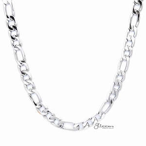 Stainless Steel Figaro Chain Men's Necklace - 8.5mm width | 61cm length