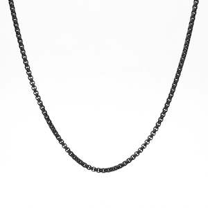 Stainless Steel 3mm Classic Rolo Cable Chain - Black