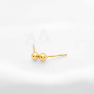 925 Sterling Silver Plain Ball Stud Earrings - Gold