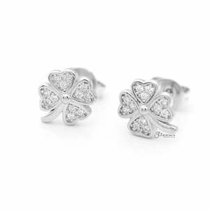 Sterling Silver Four Leaf Clover Stud Earrings