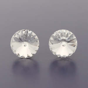 Round Crystal Stud Earrings - Clear