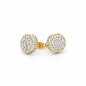 Iced Out 12mm Round Stud Earrings - Gold