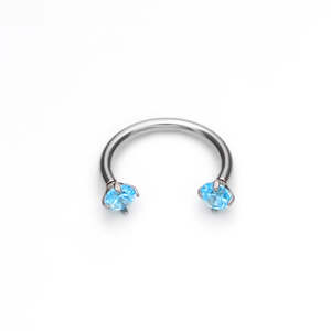 Titanium Horseshoes with Internally Threaded CZ Top - Aqua