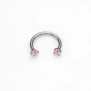 Titanium Horseshoes with Internally Threaded CZ Top - Pink