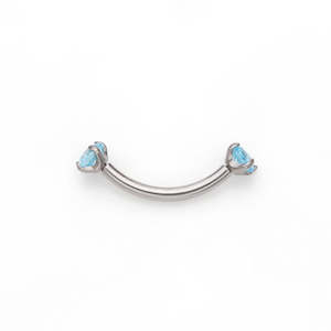 Titanium Curved Barbells with Internally Threaded CZ Top - Aqua