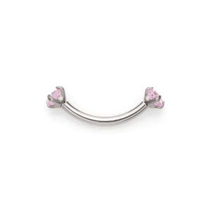 Titanium Curved Barbells with Internally Threaded CZ Top - Pink