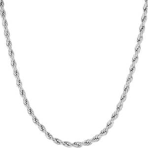 3mm Stainless Steel Twisted Rope Chain - Silver