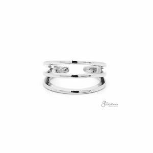 Three Lines Plain Band Toe Ring - Silver