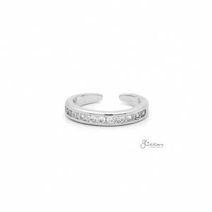 3mm CZ Paved Band Toe Ring - Silver