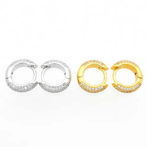 Jewellery: CZ Paved Classic Huggie Hoop Earrings