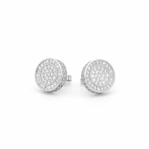 Iced Out 12mm Round Stud Earrings - Silver