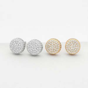 Iced Out Round Stud Earrings