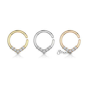 Jewellery: 5 CZ Set V Shaped on Round Bendable Rings - Silver | Gold | Rose Gold