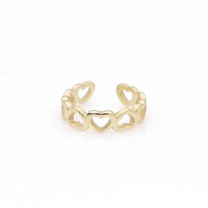 Sterling Silver Hearts Ear Cuff - Gold