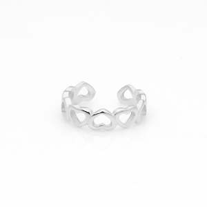 Sterling Silver Hearts Ear Cuff - Silver