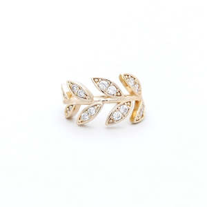 Jewellery: CZ Leaf Ear Cuff - Gold