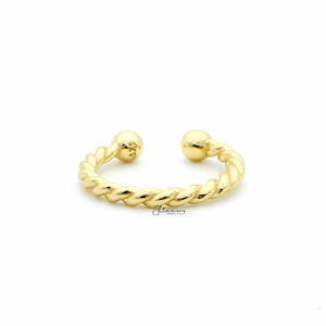 Non Pierced Sterling Silver Twisted Rope Conch Ear Cuff - Gold