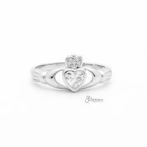 Sterling Silver CZ Claddagh Ring