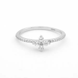 CZ Flower Sterling Silver Ring