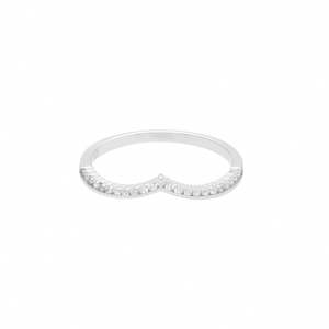 Micro CZ Paved V Shape Sterling Silver Ring