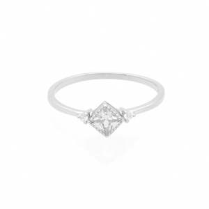 Square CZ Sterling Silver Ring