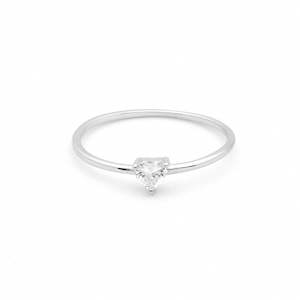 Heart Shaped CZ Sterling Silver Engagement Ring