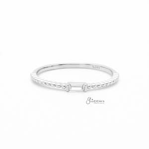 Jewellery: 2mm Baguette Cut CZ Sterling Silver Ring