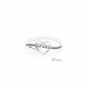 Sterling Silver Heart Ribbon Ring