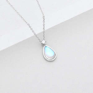 Sterling Silver Teardrop Moonstone Necklace