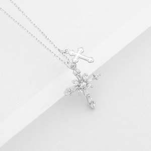 Sterling Silver CZ Cross Necklace