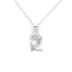 Sterling Silver C.Z Dolphin Women's Necklace