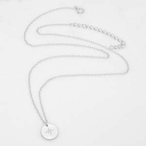 Sterling Silver North Star Charm Necklace - Silver