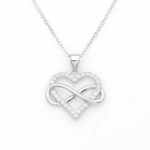 Sterling Silver Heart with Infinity Charm Necklace - Silver