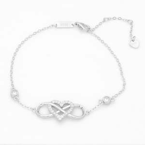 Sterling Silver Infinity with C.Z Heart Bracelet