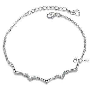 Sterling Silver ZigZag with C.Z Women's Bracelet