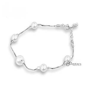 Sterling Silver Shell Pearl Women's Bracelet