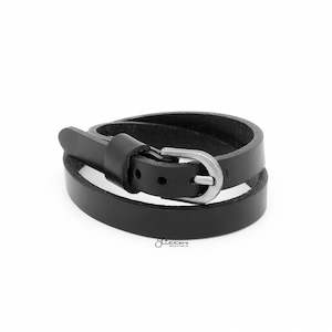 Double layer Leather Strap Adjustable Belt Buckle Bracelet