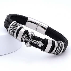 Cross Braided Leather Bracelet