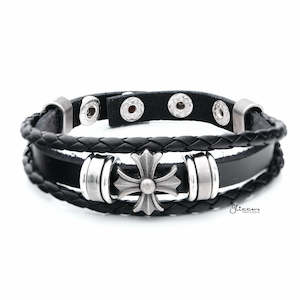 Classic Multilayer Cross Adjustable Leather Bracelet