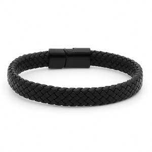 Classic Black Braided Leather Bracelet