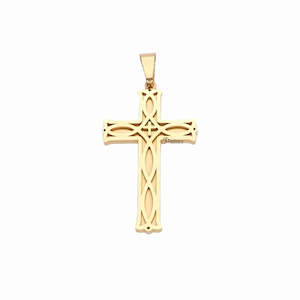 Stainless Steel Celtic Cross Irish Knot Pendant - Gold