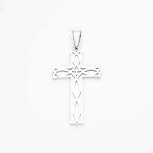 Stainless Steel Celtic Cross Irish Knot Pendant - Silver