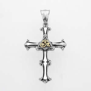 Stainless Steel Eye of Horus Cross Pendant