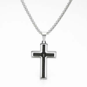 Stainless Steel Rotatable Cross Pendant - Black