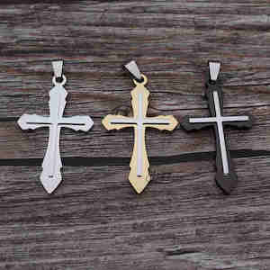 Stainless Steel Double Layer Cross Pendant