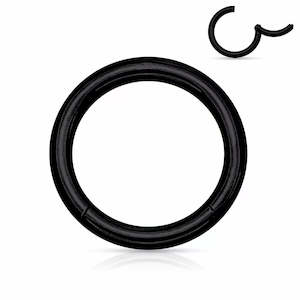 16 Gauge Hinged Segment Hoop Rings Bundle - Black