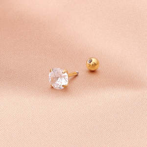 Surgical Steel Prong Set Round CZ Studs Bundle - Gold