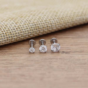 Three Piece C.Z Top Flat Back Studs Bundle