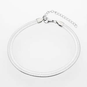 Stainless Steel 5mm Herringbone Chain Anklet - Silver